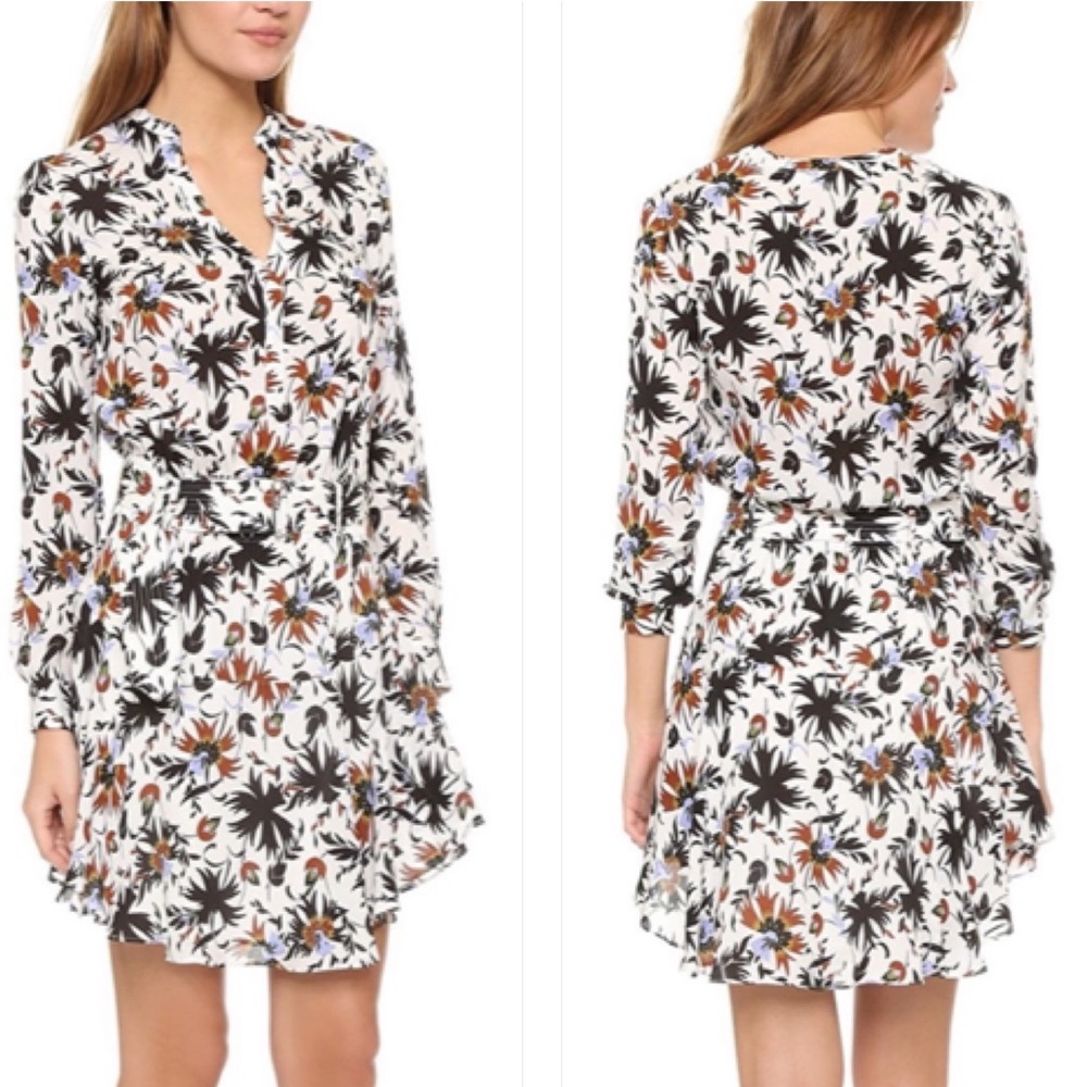 ALC Way Multicolor Floral Belted Silk Dress